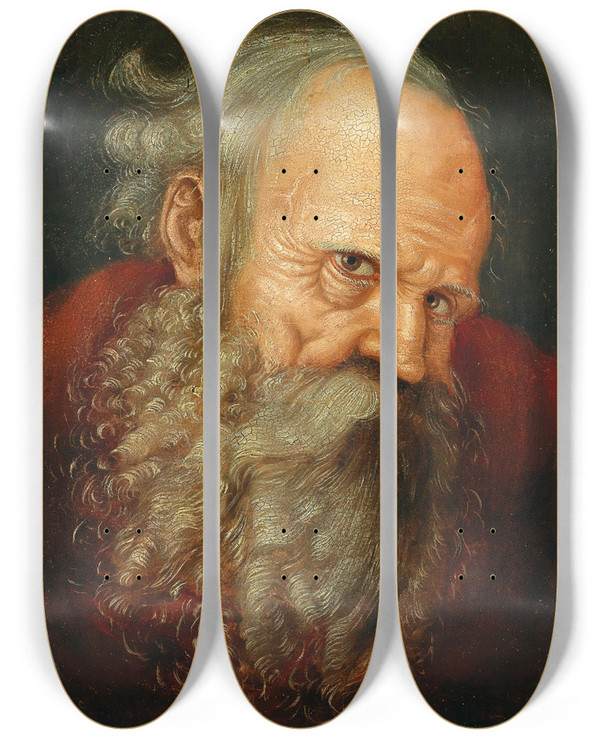 Triptych art skateboard deck of Follower Of Albrecht Drer A Bearded Saint by Follower Of Albrecht Durer (1471-1528)