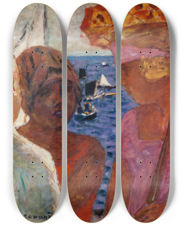 Triptych art skateboard deck of Pierre Bonnard Conversation Arcachon by Pierre Bonnard (1867-1947)