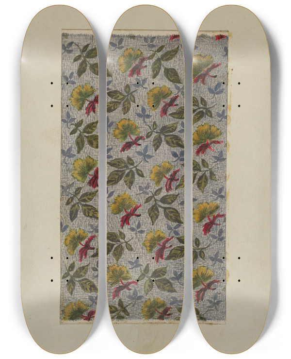 Triptych art skateboard deck of Florence Stevenson Calico_3 by Florence Stevenson