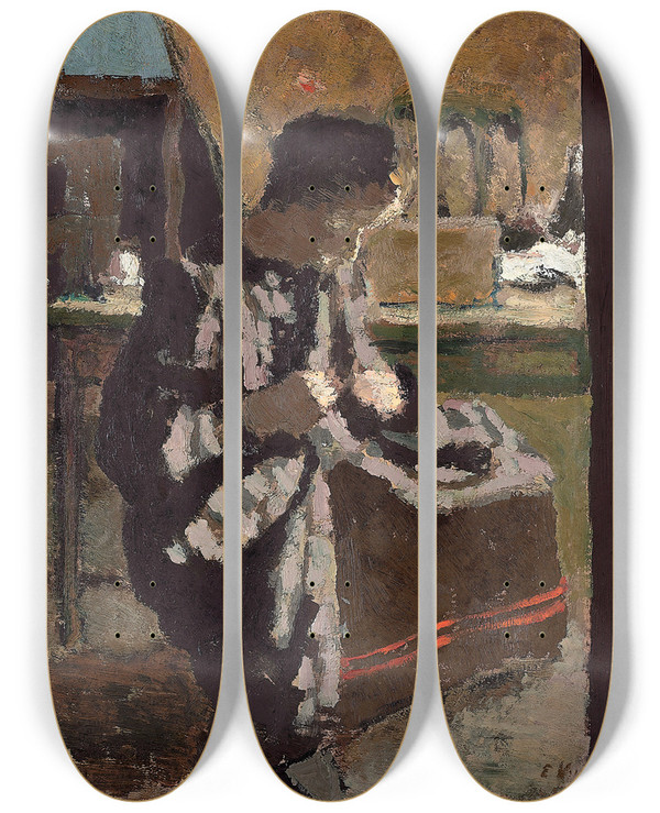 Triptych art skateboard deck of Douard Vuillard La Couture by douard Vuillard (1868-1940)