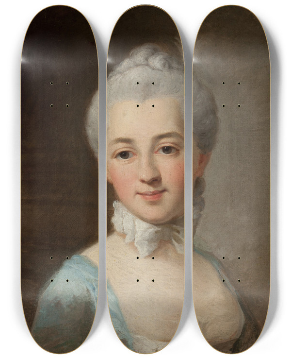 Triptych art skateboard deck of Per Krafft The Elder Portrait Of Izabela Lubomirska Ne Czartoryska by Per Krafft The Elder (1724-1793)