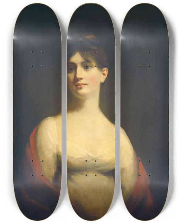 Triptych art skateboard deck of Sir Henry Raeburn Miss Davidson Reid by Sir Henry Raeburn (1756-1823)
