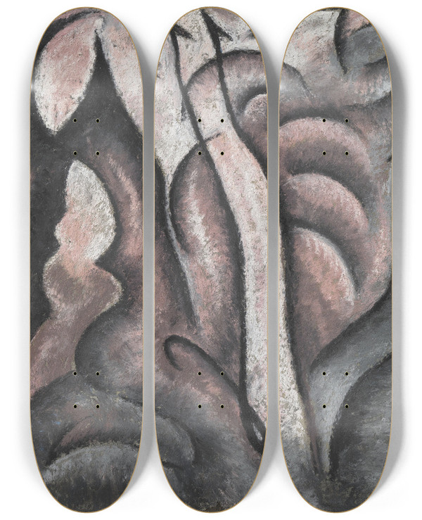 Triptych art skateboard deck of Arthur Dove Sentimental Music by Arthur Dove (1880-1946)