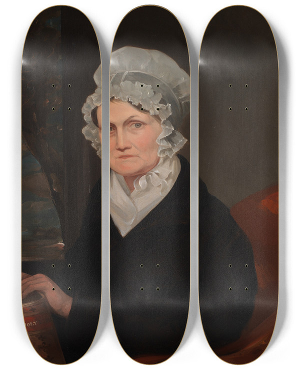 Triptych art skateboard deck of George Catlin Portrait Of Polly Sutton Catlin by George Catlin (1796-1872)