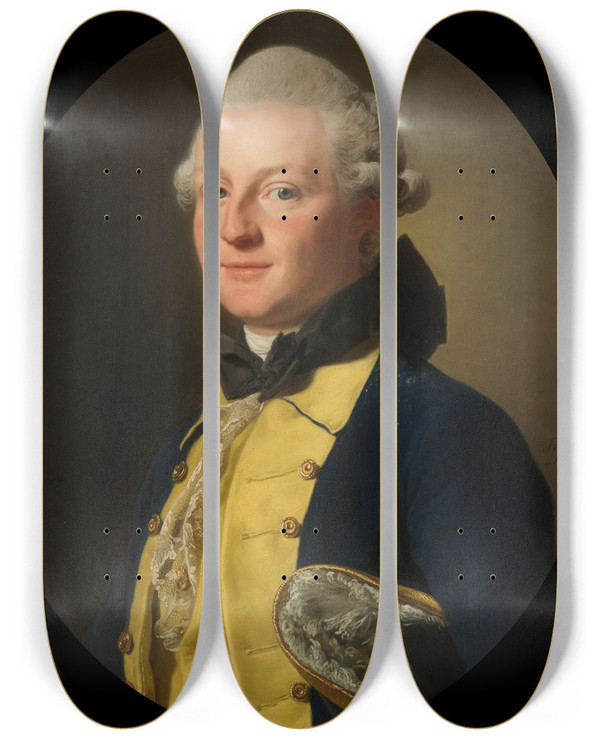 Triptych art skateboard deck of Alexander Roslin Baron Carl Adam Wachtmeister by Alexander Roslin (1718-1793)