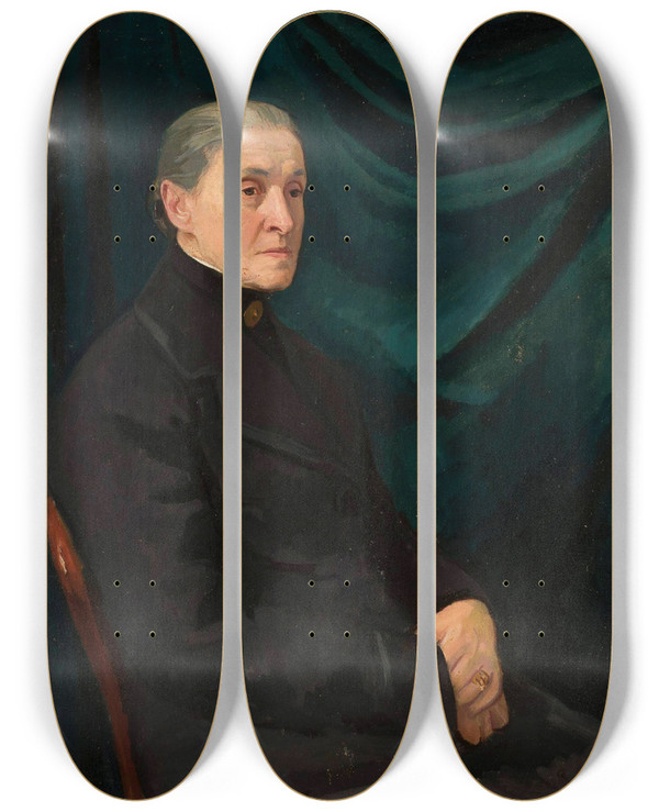 Triptych art skateboard deck of Wojciech Weiss Portrait Of Henryka Duska 18501936 by Wojciech Weiss (1875-1950)