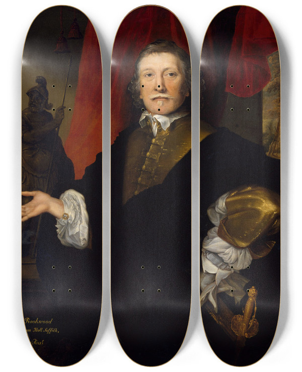 Triptych art skateboard deck of John Michael Wright Sir Robert Rookwood by John Michael Wright (1617-1694)