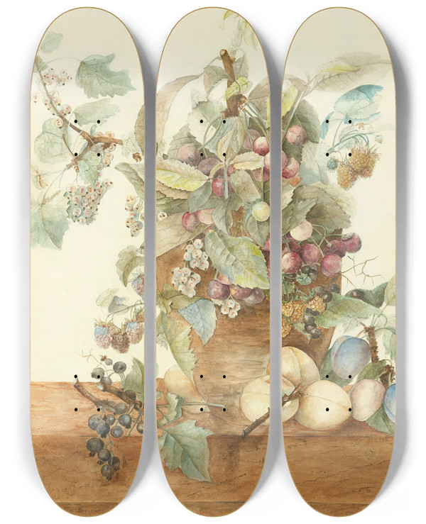 Triptych art skateboard deck of Odilon Redon Nature Morte by Odilon Redon (1840-1916)