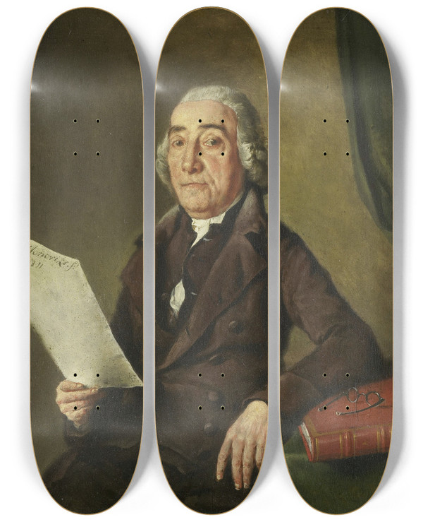Triptych art skateboard deck of Wybrand Hendriks Jacob De Vos Sr 17351833 Amsterdam Art Collector by Wybrand Hendriks (1744-1831)