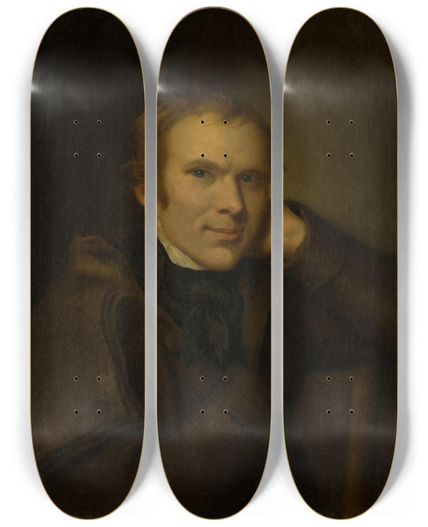 Triptych art skateboard deck of Johann Friedrich August Tischbein Portrait Of Johann Friedrich Lauck by Johann Friedrich August Tischbein (1750-1812)