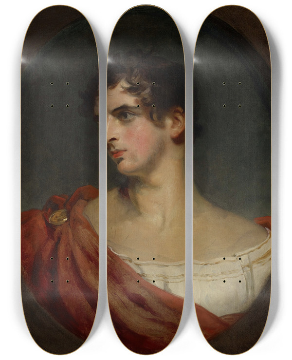Triptych art skateboard deck of Thomas Lawrence Portrait Of John Joseph Henry by Thomas Lawrence
