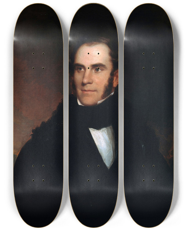 Triptych art skateboard deck of Asher Brown Durand Portrait Of Thomas Cole by Asher Brown Durand (1796-1886)