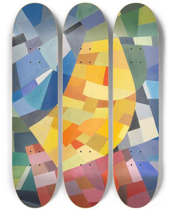 Triptych art skateboard deck of Otto Freundlich Komposition_5 by Otto Freundlich (1878-1943)