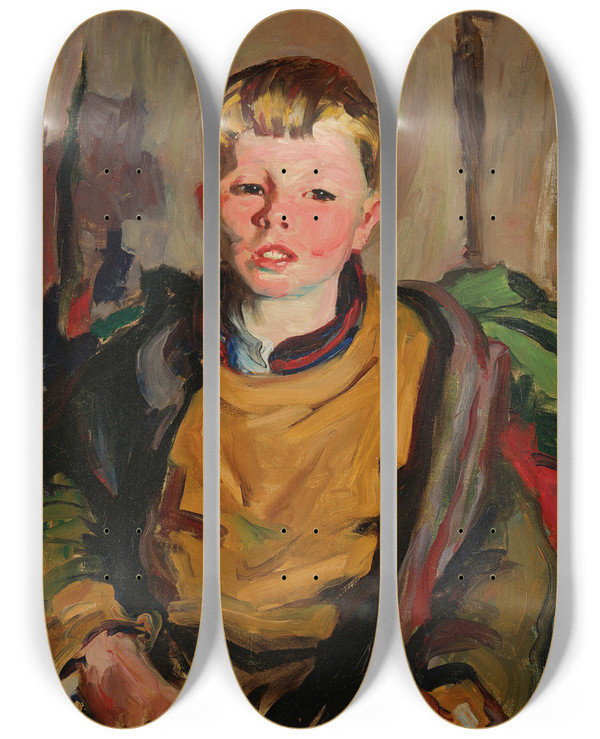 Triptych art skateboard deck of Robert Henri Macnamara by Robert Henri (1865-1929)