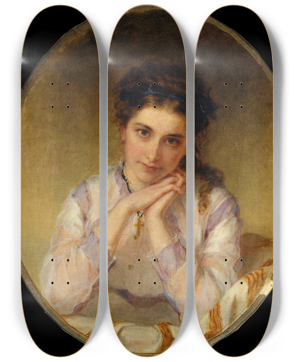 Triptych art skateboard deck of William Oliver Stone Mary Cadwalader Rawle by William Oliver Stone (1830-1875)