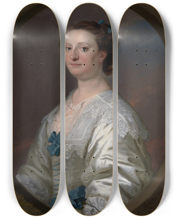 Triptych art skateboard deck of Allan Ramsay Arabella Pershall Lady Glenorchy by Allan Ramsay (1713-1784)