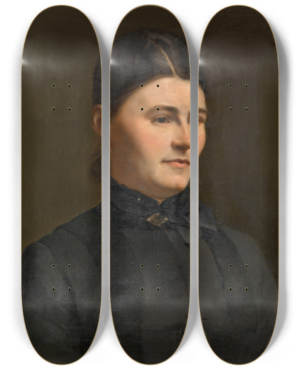 Triptych art skateboard deck of Charles Boom Portrait Of A Woman by Charles Boom (1858-1939)