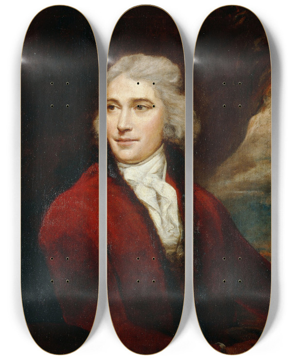 Triptych art skateboard deck of James Northcote Sir Peter Francis Bourgeois by James Northcote (1746-1831)
