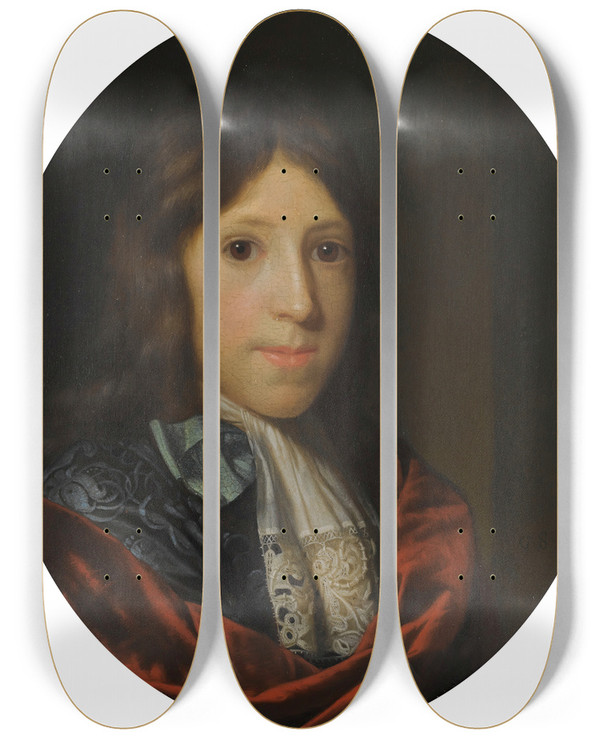 Triptych art skateboard deck of Godfried Schalcken Portrait Of A Man by Godfried Schalcken (1643-1706)