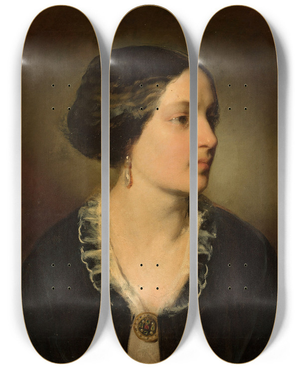 Triptych art skateboard deck of Friedrich Von Amerling Portrait Of Katarzyna Potocka Ne Branicka 18251907 by Friedrich Von Amerling (1803-1887)