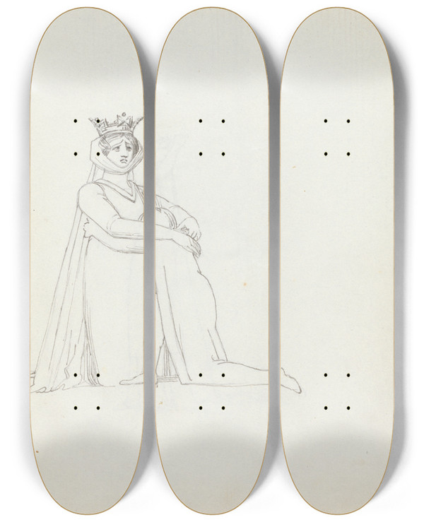 Triptych art skateboard deck of John Flaxman Mrs Siddons Kneeling With Child by John Flaxman (1755-1826)