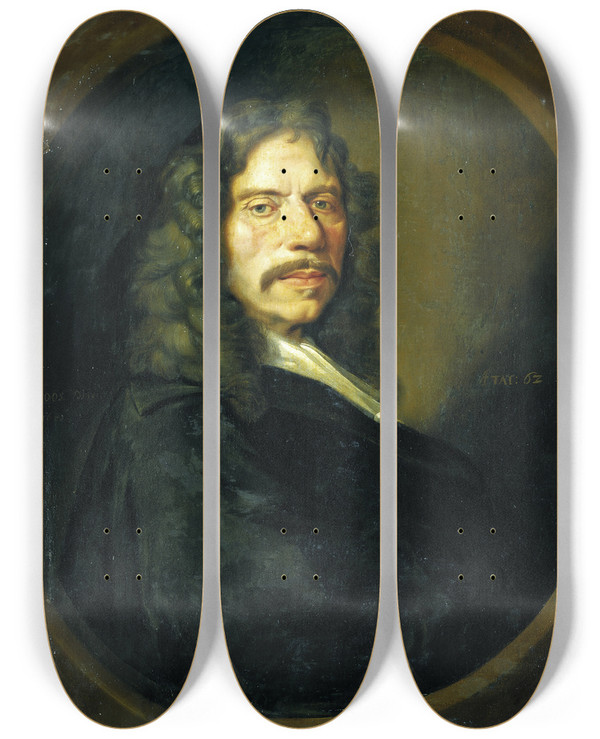 Triptych art skateboard deck of Johann Heinrich Roos Portrait Of Nicolaus Ruland by Johann Heinrich Roos (1631-1685)