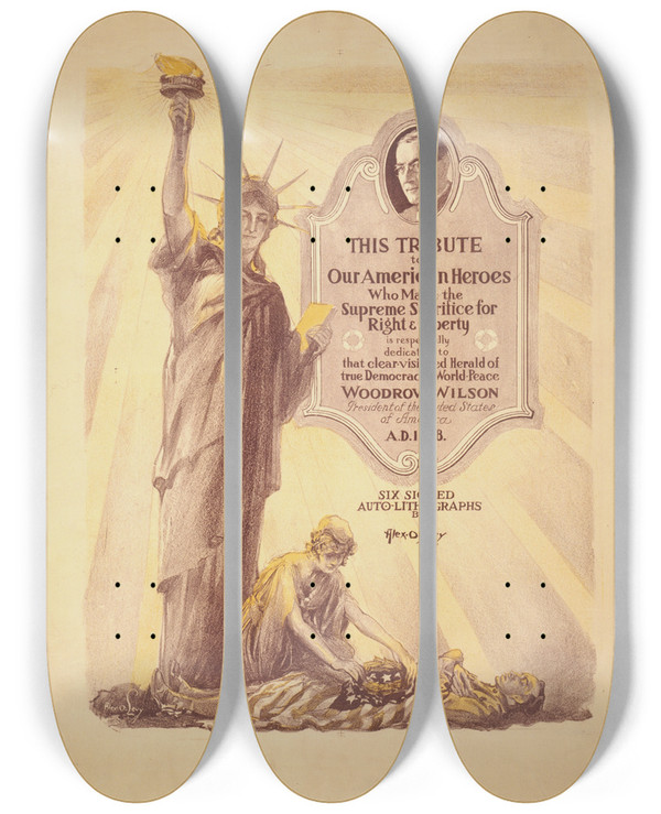 Triptych art skateboard deck of Alexander O Levy Six Signed Autolithographs by Alexander O Levy (1881-1947)