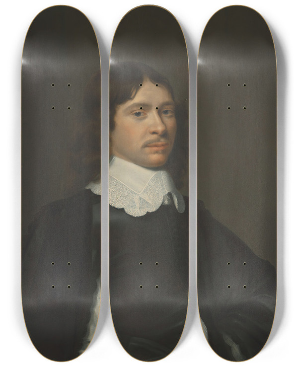 Triptych art skateboard deck of Jacob Willemsz Delff The Younger Portrait Of A Gentleman by Jacob Willemsz Delff The Younger (1619-1661)