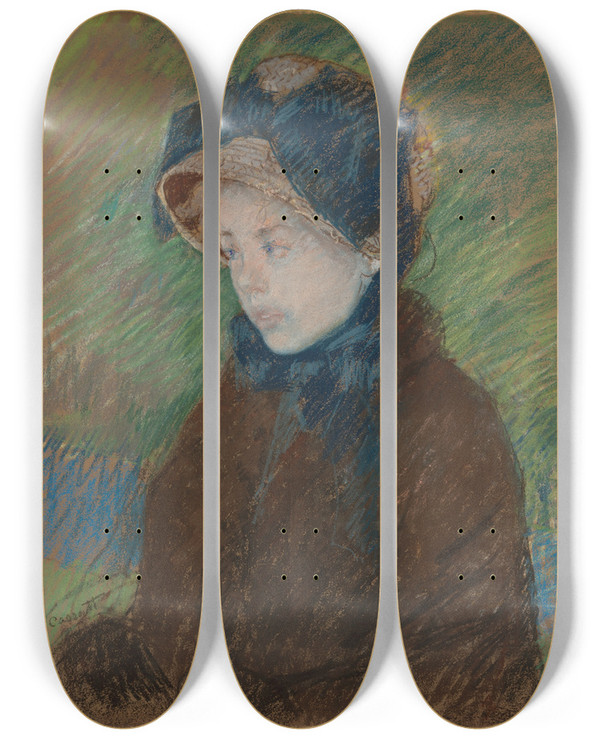 Triptych art skateboard deck of Mary Cassatt Susan In A Straw Bonnet by Mary Cassatt (1844-1926)