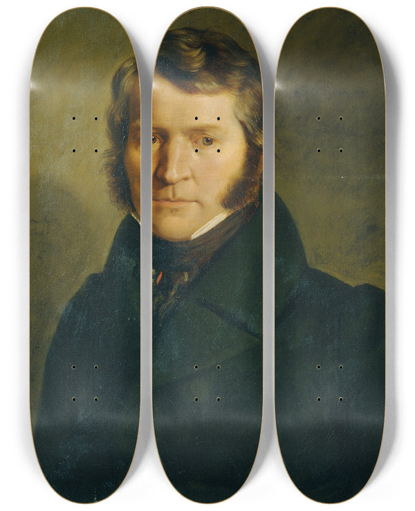 Triptych art skateboard deck of Joseph Hasslwander Professor Anthon Hasslwander by Joseph Hasslwander (1812-1878)