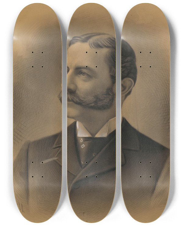 Triptych art skateboard deck of William H Bell Dominic Ignatius Murphy by William H Bell (1830-1910)