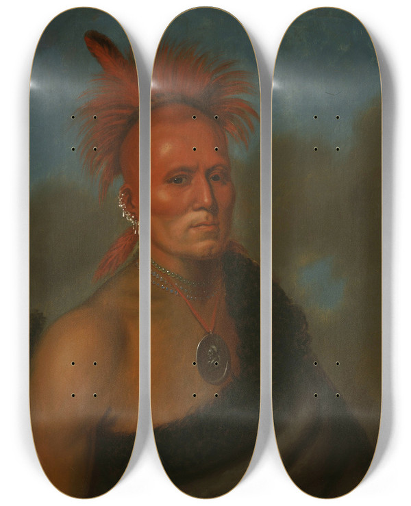 Triptych art skateboard deck of Henry Inman Sharitarish by Henry Inman (1801-1846)