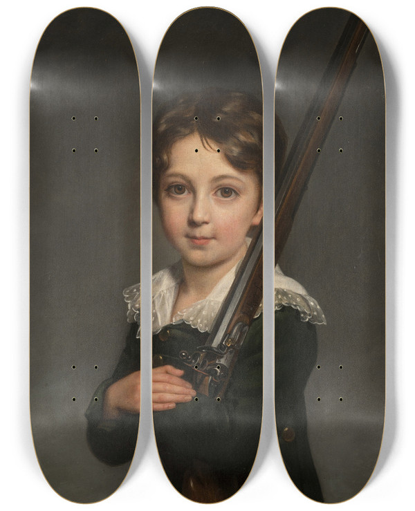 Triptych art skateboard deck of Elisabeth Louise Vige Le Brun Portrait Of A Young Boy by Elisabeth Louise Vigee Le Brun (1755-1842)