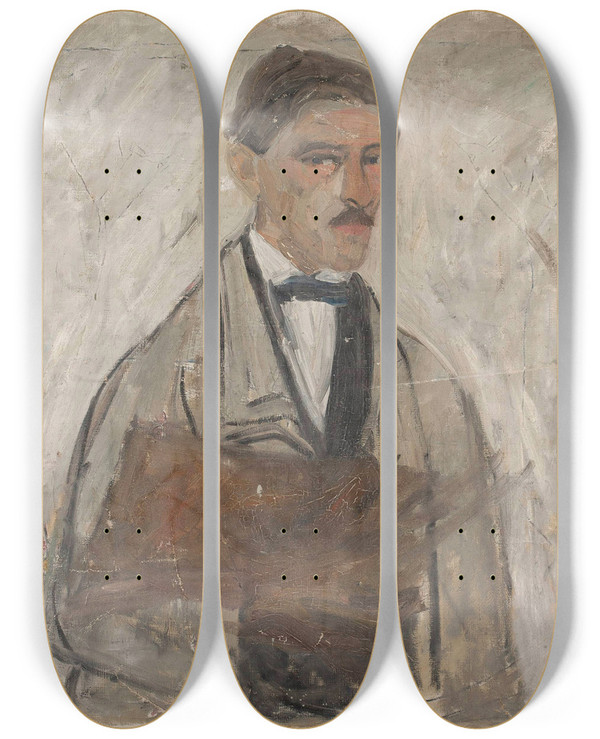 Triptych art skateboard deck of Tadeusz Makowski Selfportrait by Tadeusz Makowski (1882-1932)
