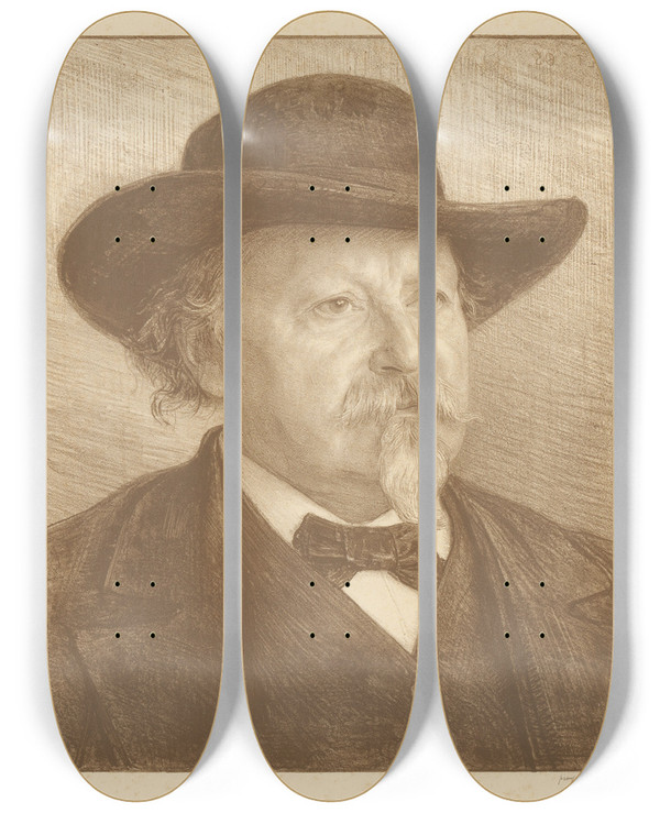 Triptych art skateboard deck of Jan Veth Portret Van Johan Philip Van Der Kellen by Jan Veth (1864-1925)