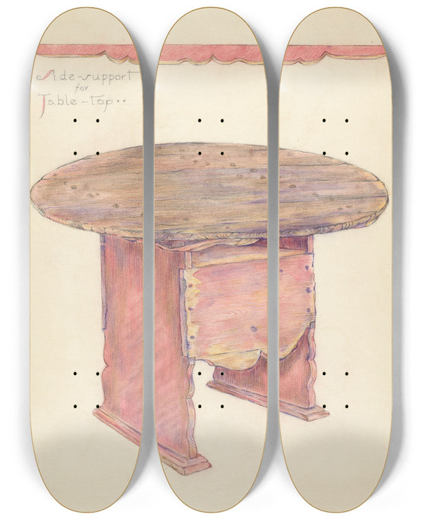 Triptych art skateboard deck of American 20Th Century Table_4 by American 20Th Century