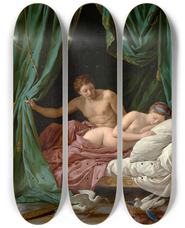 Triptych art skateboard deck of Louisjeanfranois Lagrene Mars And Venus Allegory Of Peace by Louis-Jean-Franois Lagrene (1724-1805)