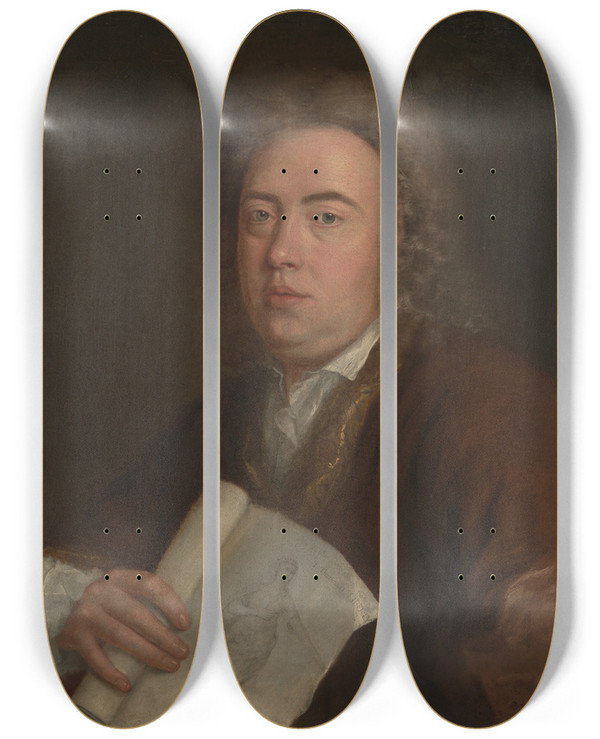 Triptych art skateboard deck of Stephen Slaughter James Thomson by Stephen Slaughter (1697-1765)