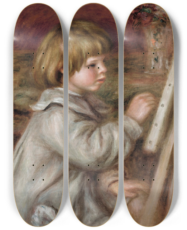 Triptych art skateboard deck of Pierreauguste Renoir Le Petit Peintre Claude Renoir by Pierre-Auguste Renoir (1841-1919)