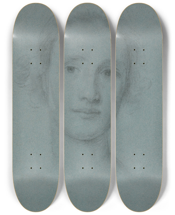 Triptych art skateboard deck of Allan Ramsay Head Of A Young Woman by Allan Ramsay (1713-1784)