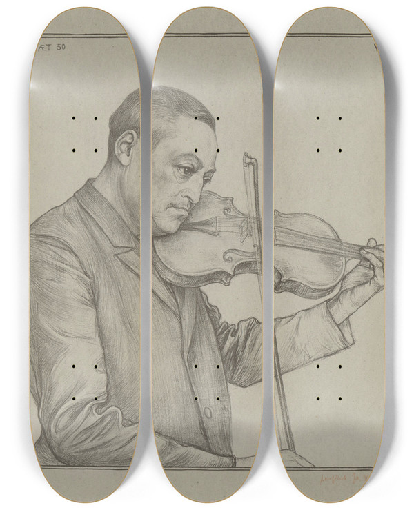 Triptych art skateboard deck of Jan Veth Portret Van Joseph Cramer by Jan Veth (1864-1925)