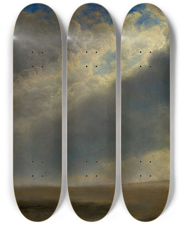 Triptych art skateboard deck of Albert Bierstadt Landscape_2 by Albert Bierstadt (1830-1902)