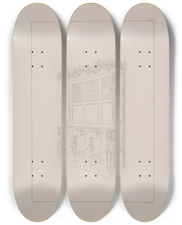 Triptych art skateboard deck of Georg Hoffmann Korstole I Roskilde Domkirke by Georg Hoffmann