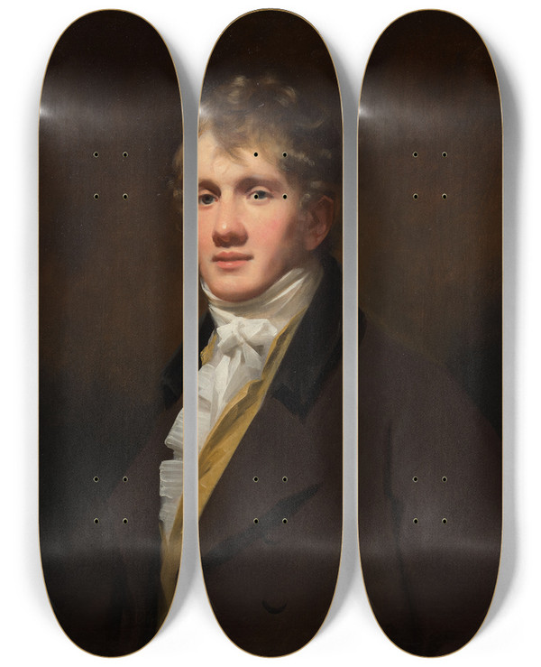 Triptych art skateboard deck of Sir Henry Raeburn Portrait Of Hugh Hope by Sir Henry Raeburn (1756-1823)
