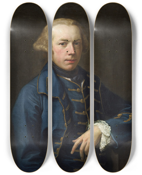 Triptych art skateboard deck of Pompeo Batoni Portrait Of A Gentleman_2 by Pompeo Batoni (1708-1787)