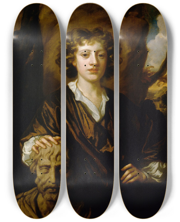 Triptych art skateboard deck of Sir Peter Lely Bartholomew Beale by Sir Peter Lely (1618-1680)