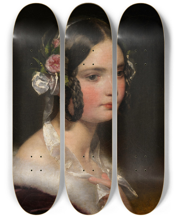 Triptych art skateboard deck of Friedrich Von Amerling Bildnis Eines Mdchens by Friedrich Von Amerling (1803-1887)