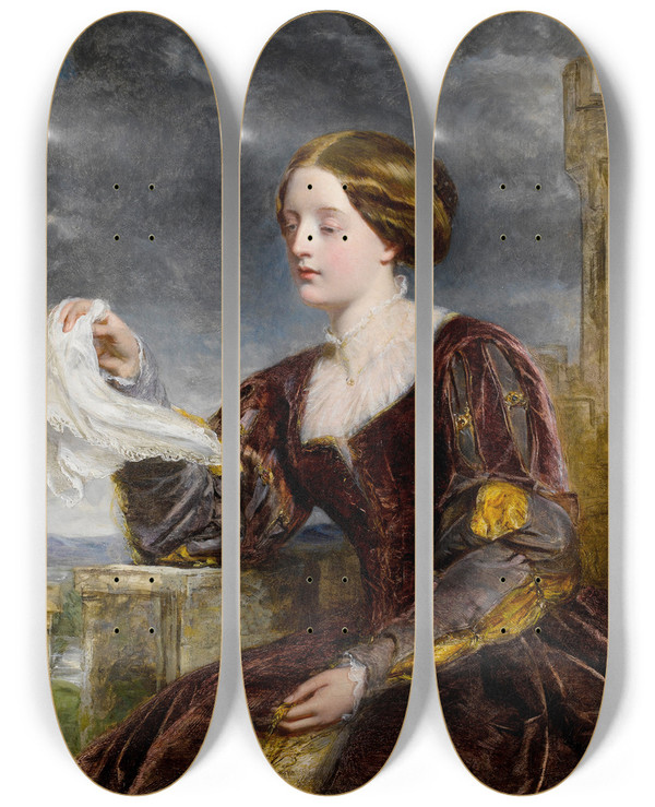 Triptych art skateboard deck of William Powell Frith The Signal by William Powell Frith (1819-1909)