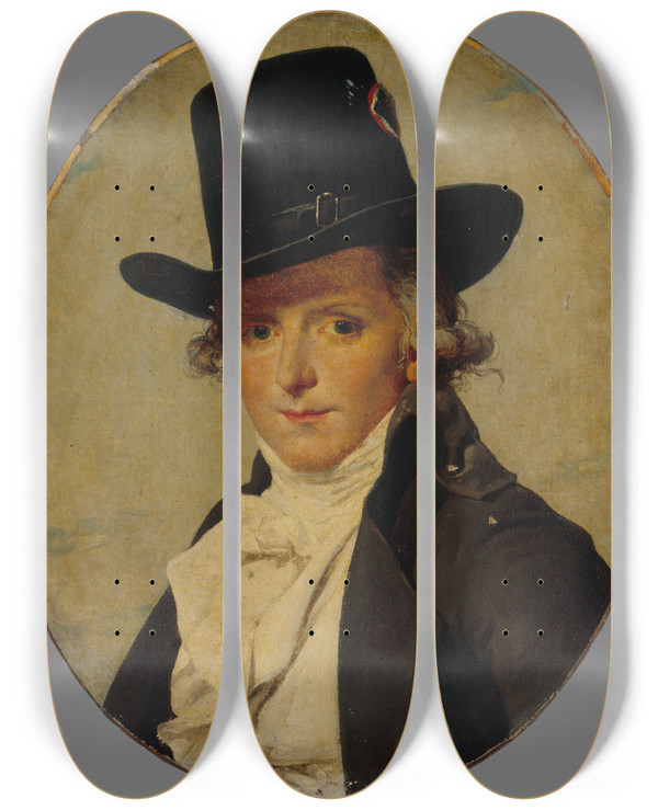 Triptych art skateboard deck of Jacques Louis David Portrait Of Pierre Sriziat Davids Brotherinlaw by Jacques Louis David (1748-1825)