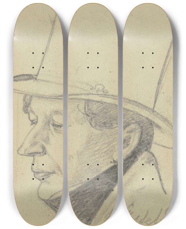 Triptych art skateboard deck of Carl Hoff Portrait Of Wstefeld by Carl Hoff (1807-1862)